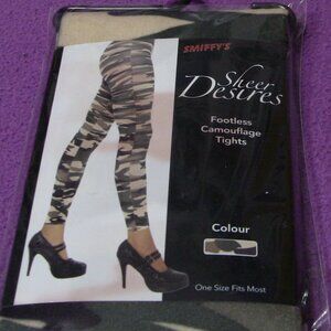 Smiffy's Sheer Desires Footless Camouflage Tights -  NWOT One Size